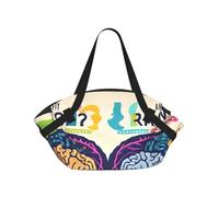 Sac de voyage imperméable et pliable avec impression cerveaux gauche et droit pour camping, parc, plage