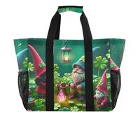 Sac de voyage imperméable réutilisable en toile motif tigre de la jungle pour femme, Gnomes Trèfles de la Saint-Patrick, 15.4 X 9.8 X 12.8 inch