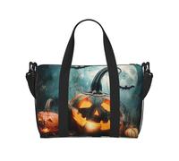 Sac de voyage imprimé à motif d'Halloween pour homme et femme, grand sac de sport résistant à l'eau, sac fourre-tout de week-end avec bandoulière, Noir , Taille unique, Sac de voyage