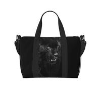 Sac de voyage imprimé Animal Panther pour homme et femme - Sac de week-end avec bandoulière réglable et poignée, Noir , Taille unique, Sac de voyage