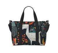 Sac de voyage imprimé animaux scandinaves pour homme et femme, grand sac de sport résistant à l'eau, sac fourre-tout de week-end avec bandoulière, Noir , Taille unique, Sac de voyage