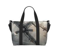 Sac de voyage imprimé avion de la Seconde Guerre mondiale pour homme et femme, grand sac de sport résistant à l'eau, sac fourre-tout de week-end avec bandoulière, Noir , Taille unique, Sac de voyage
