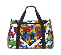 Sac de voyage imprimé baseball, grande capacité, bagage à main, sac de w nd, sac de w nd pour femme et homme, Puzzle de sensibilisation à l'autisme., One Size, Sac de voyage