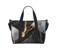 Sac de voyage imprimé camouflage pour homme et femme, sac fourre-tout imperméable avec bandoulière, Texture marbre noir doré, Taille unique, Sac de voyage