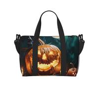 Sac de voyage imprimé chauve-souris et lune d'Halloween pour homme et femme, grand sac de sport résistant à l'eau, sac fourre-tout de week-end avec bandoulière, Noir , Taille unique, Sac de voyage