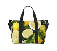 Sac de voyage imprimé citrons tropicaux frais pour homme et femme, grand sac de sport résistant à l'eau, sac fourre-tout de week-end avec bandoulière, Noir , Taille unique, Sac de voyage