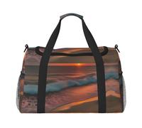 Sac de voyage imprimé coucher de soleil à la plage, sac de week-end, sac de gym, sac de nuit, sacs essentiels de voyage pour femmes et hommes, Noir , Taille unique