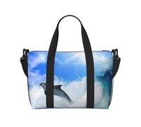 Sac de voyage imprimé dauphin mignon pour homme et femme - Sacs de week-end avec bandoulière réglable et poignée, Noir , Taille unique, Sac de voyage