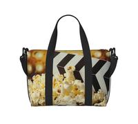 Sac de voyage imprimé de film de cinéma et pop-corn pour homme et femme, grand sac de sport résistant à l'eau, sac fourre-tout avec bandoulière, Noir , Taille unique, Sac de voyage