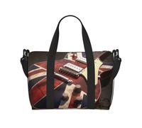 Sac de voyage imprimé drapeau britannique pour homme et femme, grand sac de sport résistant à l'eau, sac fourre-tout avec bandoulière, Noir , Taille unique, Sac de voyage