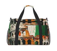 Sac de voyage imprimé drapeau italien du Colisée romain pour homme et femme Sac de voyage pour le sport, l'extérieur, la gym et la pêche, Noir , Taille unique, Sac de voyage