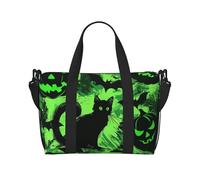 Sac de voyage imprimé fantôme horreur Halloween noir vert pour homme et femme, grand sac de gym résistant à l'eau, sac fourre-tout avec bandoulière, Noir , Taille unique, Sac de voyage