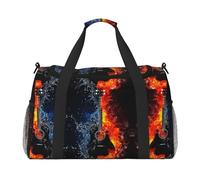 Sac de voyage imprimé guitare Ice and Fire Sac de voyage pour affaires personnelles Sac de sport et fitness Voyage longue distance, Noir , Taille unique