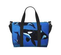 Sac de voyage imprimé Killer Whales Swim Along pour homme et femme, sac fourre-tout imperméable avec bandoulière, Baleines à nager, Taille unique, Sac de voyage