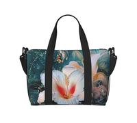 Sac de voyage imprimé Killer Whales Swim Along pour homme et femme, sac fourre-tout imperméable avec bandoulière, Fleur et papillon., Taille unique, Sac de voyage