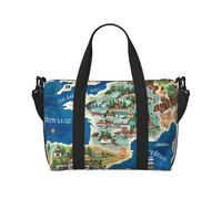 Sac de voyage imprimé Killer Whales Swim Along pour homme et femme, sac fourre-tout imperméable avec bandoulière, Carte de la Grèce, Taille unique, Sac de voyage