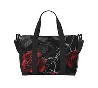 Sac de voyage imprimé Killer Whales Swim Along pour homme et femme, sac fourre-tout imperméable avec bandoulière, Roses noires gothiques, Taille unique, Sac de voyage