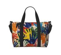 Sac de voyage imprimé main pour enfants, sac de sport, sac de week-end, sac de sport, sac fourre-tout pour homme et femme, noir, Taille unique