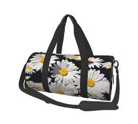 Sac de voyage imprimé marguerite blanche avec poche et sangle réglable, grand sac de sport, sac de yoga tendance pour homme et femme, noir, taille unique, mode, noir, taille unique, mode, Noir ,