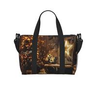 Sac de voyage imprimé « Merry Christmas and Happy New Year » pour homme et femme, grand sac de sport résistant à l'eau, sac fourre-tout avec bandoulière, Noir , Taille unique, Sac de voyage