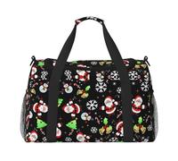 Sac de voyage imprimé Merry Christmas idéal pour les voyages longue distance et un usage quotidien, Noir , Taille unique