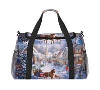 Sac de voyage imprimé Merry Christmas idéal pour les voyages longue distance et un usage quotidien, Noir , Taille unique