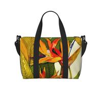 Sac de voyage imprimé oiseau de paradis tropical pour homme et femme, sac de week-end avec bandoulière réglable et poignée, Noir , Taille unique, Sac de voyage