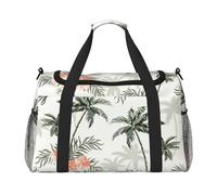 Sac de voyage imprimé palmiers tropicaux, grande capacité, sac de week-end élégant pour activités de plein air, noir, taille unique
