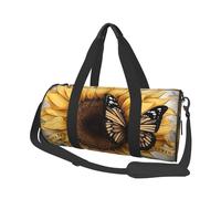 Sac de voyage imprimé papillon et tournesol avec poche et sangle réglable, grand sac de sport, sac de yoga tendance pour homme et femme, noir, taille unique, mode, noir, taille unique, mode, Noir ,