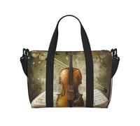 Sac de voyage imprimé papillon et violoncelle pour homme et femme, grand sac de sport résistant à l'eau, sac fourre-tout de week-end avec bandoulière, Noir , Taille unique, Sac de voyage