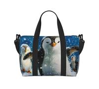 Sac de voyage imprimé pingouin heureux pour homme et femme, grand sac de sport résistant à l'eau, sac fourre-tout de week-end avec bandoulière, Noir , Taille unique, Sac de voyage