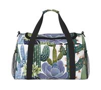 Sac de voyage imprimé plantes succulentes pour homme et femme, sac de voyage pour le sport, l'extérieur, la gym et la pêche, Noir , Taille unique, Sac de voyage