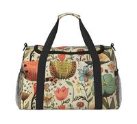 Sac de voyage imprimé poule avec papillons volants parmi fleurs, grande capacité, bagage à main, sac de w nd, sac de w nd pour femme et homme, Amusants chats, oiseaux et fleurs, One Size, Sac