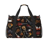 Sac de voyage imprimé pour guitares - Sac de voyage pour effets personnels - Sac de sport et de fitness - Voyage longue distance, Noir , Taille unique