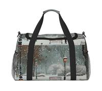 Sac de voyage imprimé Snow Falling in The Park pour homme et femme, sac de voyage pour le sport, l'extérieur, la gym et la pêche, Noir , Taille unique, Sac de voyage