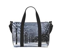 Sac de voyage imprimé Snow Falling In The Park - Sac de sport - Sac de voyage pour la plage, le week-end - Noir - Taille unique, Noir/blanc, One Size