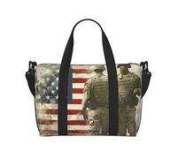 Sac de voyage imprimé soldats militaires américains pour homme et femme, grand sac de sport résistant à l'eau, sac fourre-tout de week-end avec bandoulière, Noir , Taille unique, Sac de voyage