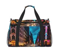 Sac de voyage imprimé Streets of New York City Sac de week-end Sac de gym Sac de nuit Sacs de voyage essentiels pour femmes hommes Sac à bandoulière, Noir , Taille unique