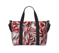 Sac de voyage imprimé sucre d'orge dans la neige pour homme et femme, grand sac de sport résistant à l'eau, sac fourre-tout de week-end avec bandoulière, Noir , Taille unique, Sac de voyage