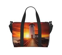 Sac de voyage imprimé Sunset at The Seaside pour homme et femme, grand sac de sport résistant à l'eau, sac fourre-tout avec bandoulière, Noir , Taille unique, Sac de voyage