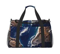 Sac de voyage imprimé View of Earth from the Outer Space pour homme et femme, sac de voyage pliable et sac fourre-tout spacieux pour le rangement d'articles de toilette, noir, taille L, Noir , L