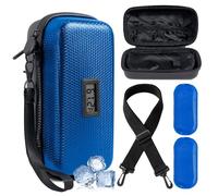 Sac de voyage isotherme 24h pour insuline - Approuvé par la TSA - Pour les médicaments diabétiques - Avec thermomètre et affichage de la température - Avec 2 blocs réfrigérants - Bleu