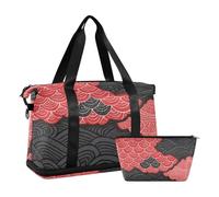 Sac de voyage japonais Zephyr avec poche nasale, sangle réglable, sac d'entraînement pour avion, sac de voyage pliable pour homme et femme, rouge et noir