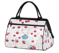 Sac de voyage Kawaii Cat Cherry pour femmes, hommes, enfants, garçons, filles, week-end, sac fourre-tout de 24 l pour le sport, la gym, le yoga, couleur, Big, Organiseur de sac