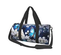 Sac de voyage léger à transporter pour le week-end, sac de nuit, sac à dos de sport avec sangle réglable, sac à dos d'hôpital, sac à bagages pliable pour homme et femme, Papillons bleus et fleurs