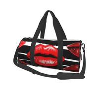 Sac de voyage léger à transporter pour le week-end, sac de nuit, sac à dos de sport, sac à dos de sport avec sangle réglable, sac d'hôpital, sac à bagages pliable pour homme et femme, Red Lips Kiss