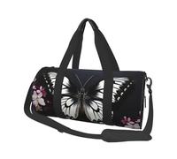 Sac de voyage léger à transporter pour le week-end, sac de nuit, sac à dos de sport, sac à dos de sport avec sangle réglable, sac d'hôpital, sac à bagages pliable pour homme et femme, Papillon noir et