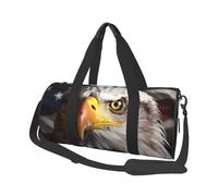 Sac de voyage léger à transporter pour le week-end, sac de nuit, sac de sport avec sangle réglable, sac à dos pliable pour homme et femme, Drapeau américain et aigle, Taille unique