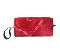 Sac de voyage léger avec imprimé cœur et fleur pour la Saint-Valentin, trousse de maquillage rembourrée en mousse, pochette de rangement simple pour un emballage efficace