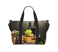 Sac de voyage léger avec motif roses blanches avec imprimé sang, sac fourre-tout avec sangle réglable pour w nd, gym, voyage, usage quotidien, Vin blanc et rouge, One Size, Classique